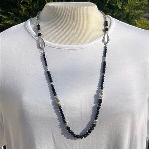 C1946 Black and Silver Beaded Necklace